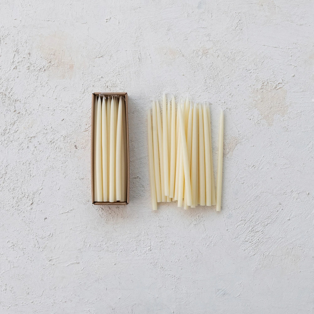 Thin Taper Candles, Ivory