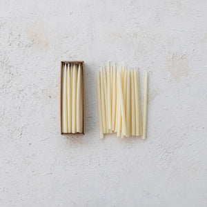 Thin Taper Candles, Ivory
