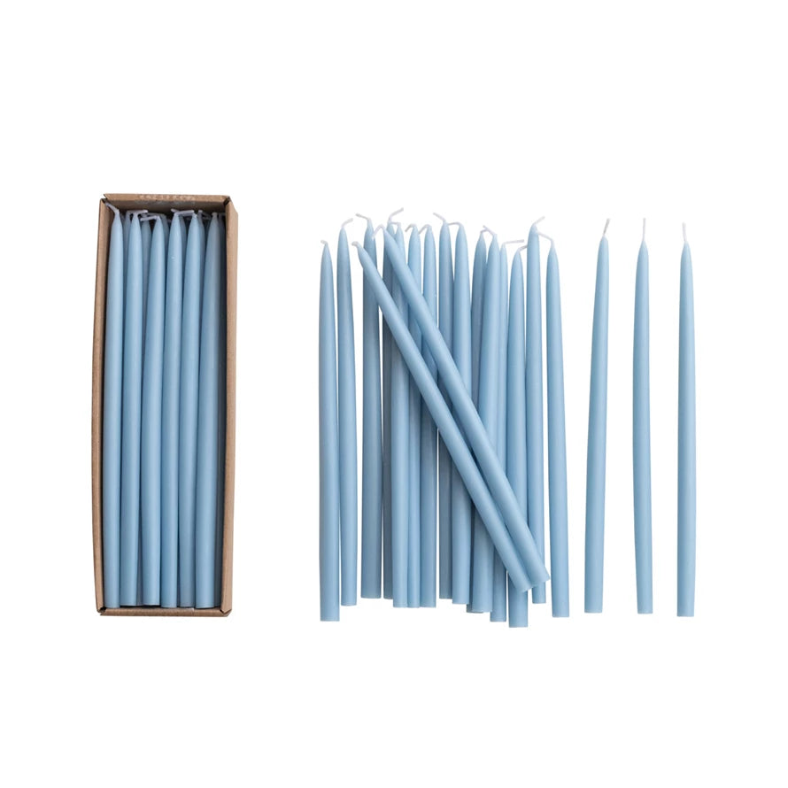 Thin Taper Candles, Light Blue