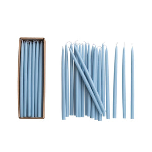 Thin Taper Candles, Light Blue