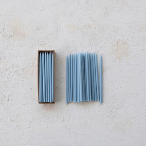 Thin Taper Candles, Light Blue