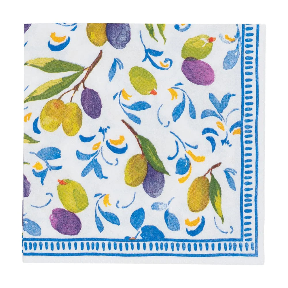 Caspari Mediterranean Blue Cocktail Napkins, Set of 20