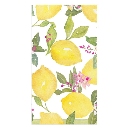 Caspari Limoncello Guest Towel Napkins, Set of 15