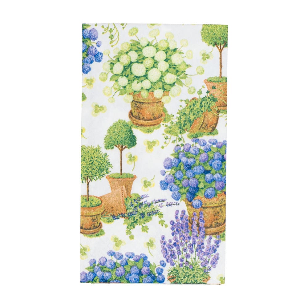 Caspari Potted Hydrangeas Guest Towel Napkins, Set of 15
