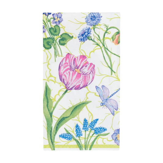Caspari Floral Majolica Guest Towel Napkins, Set of 15