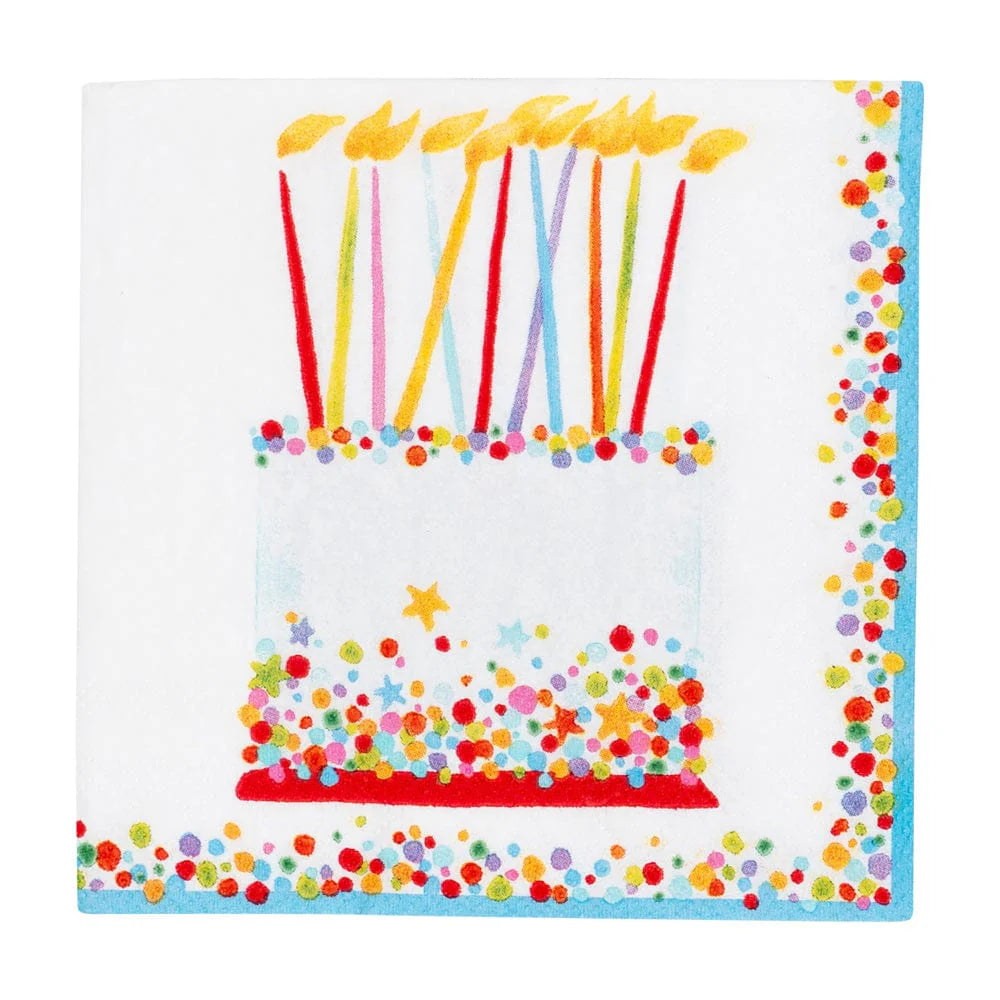 Caspari Birthday Cake Cocktail Napkins, Set of 20