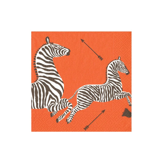 Caspari Zebras Cocktail Napkins, Set of 20