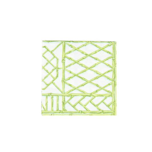 Caspari Bamboo Screen Moss Green Cocktail Napkins, Set of 15