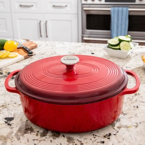 Lodge Red Oval Essential Enameled Dutch Oven, 7 qt