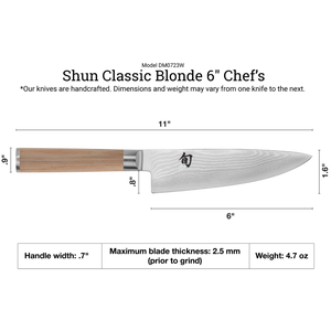 Shun Classic Blonde Chef Knife,  6"