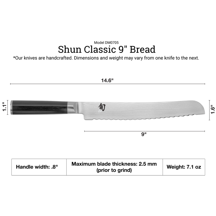 Shun Classic Serrated Bread Knife, 9”
