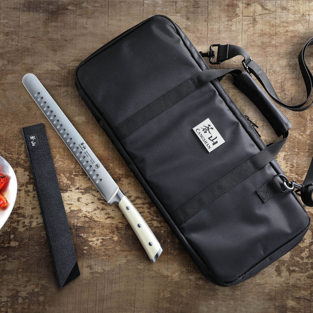 Cangshan 7-Piece Cut-Resistant Nylon Cutlery Knife Bag with Strap, Knives Not Included