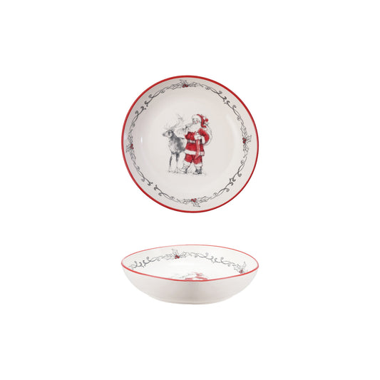 Stoneware Bowl with Santa & Reindeer