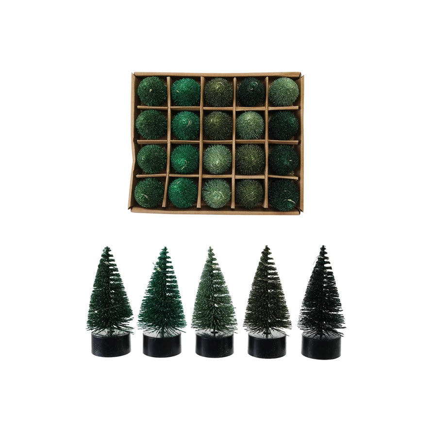 Plastic Bottle Brush Tree with LED Lights, 5 Styles