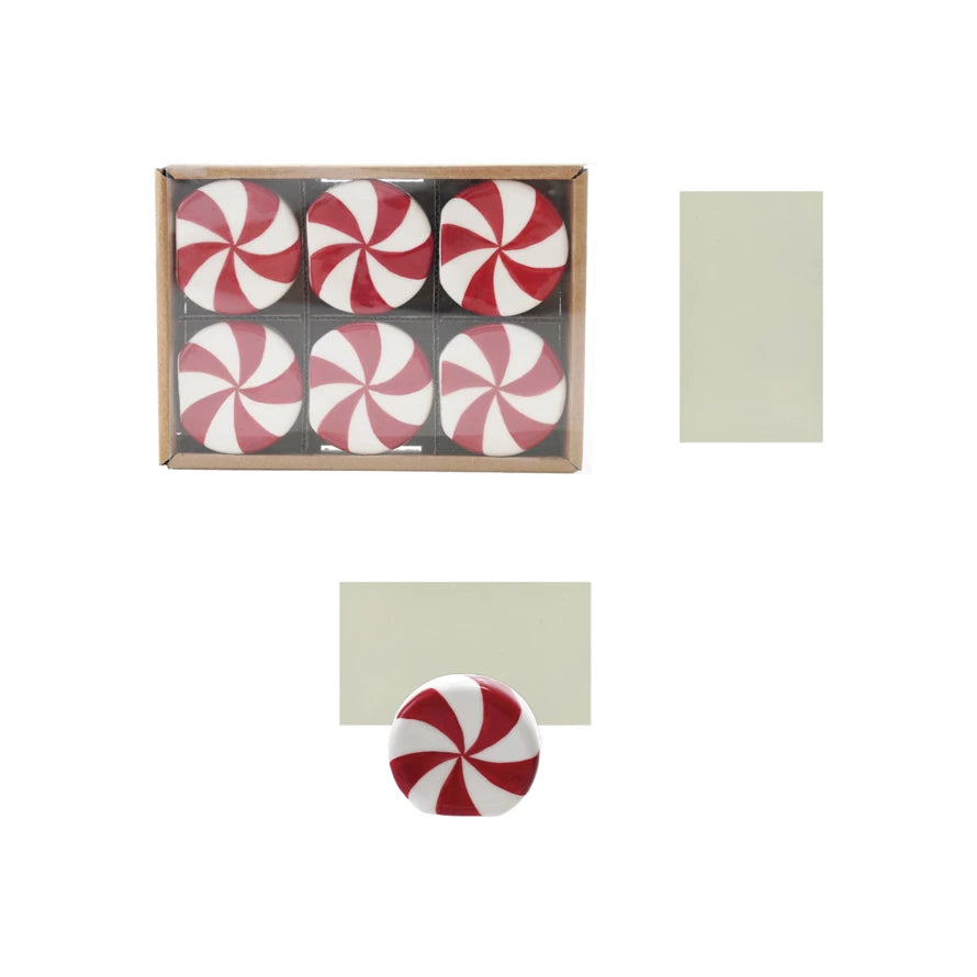 Peppermint Candy Card/Photo Holders with 12 Cards, Set of 6