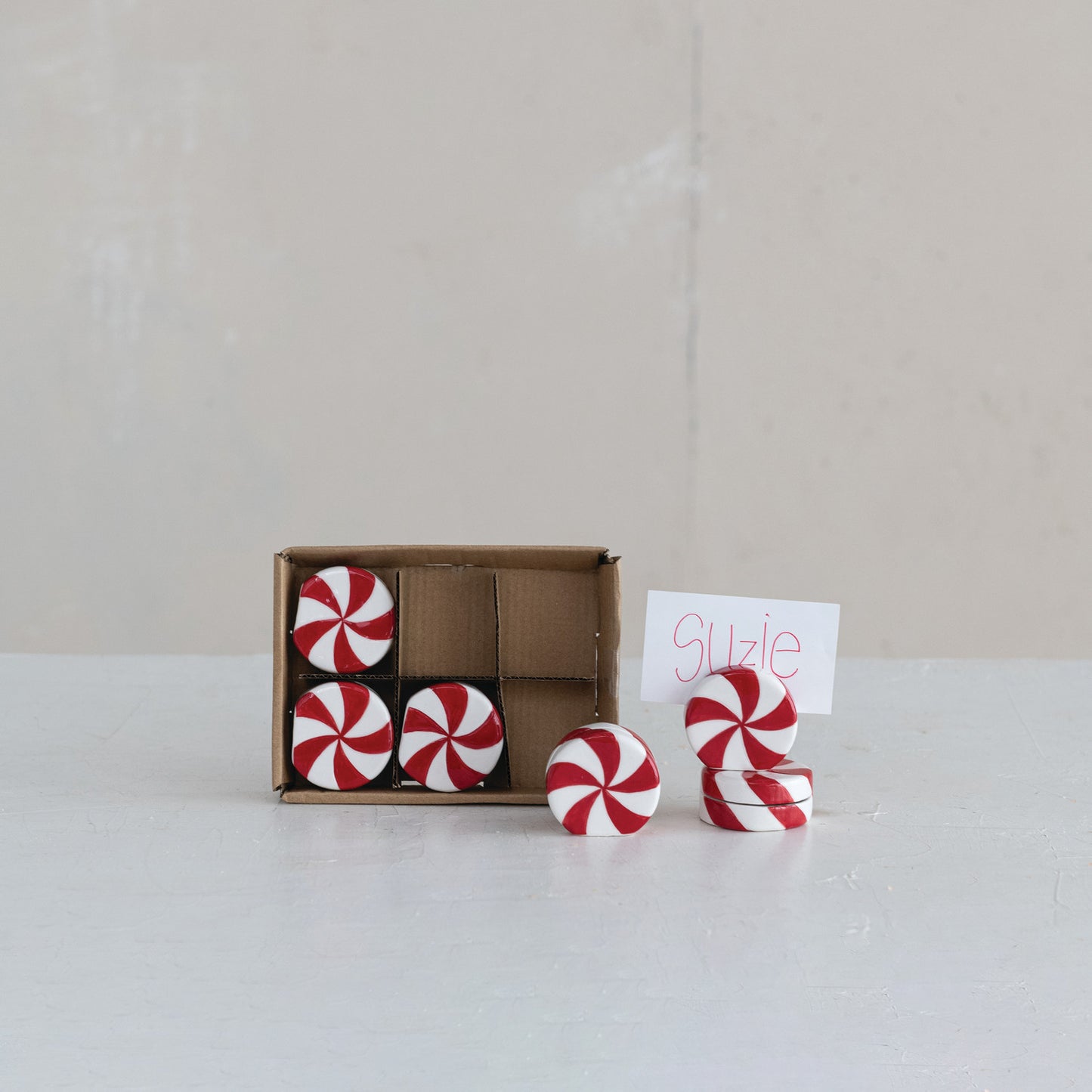 Peppermint Candy Card/Photo Holders with 12 Cards, Set of 6