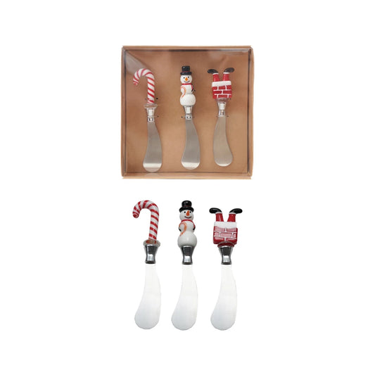 Canape Knives with Glass Holiday Icon Handle, Set of 3