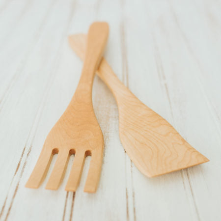 Beech Salad Servers/Oil Finish, 14”