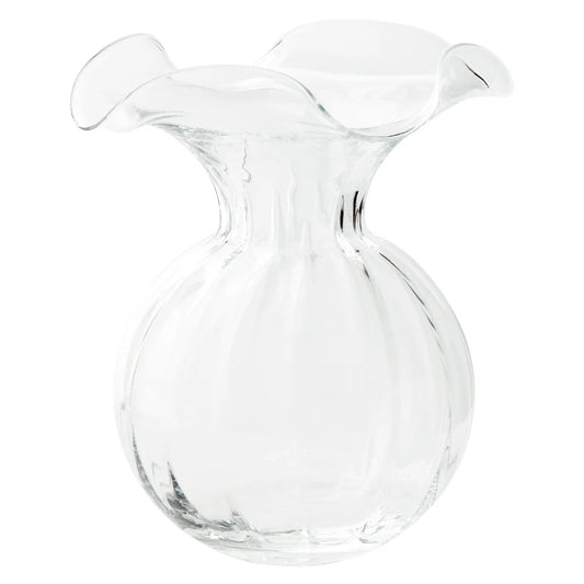 Vietri Hibiscus Glass Large Fluted Vase, Clear