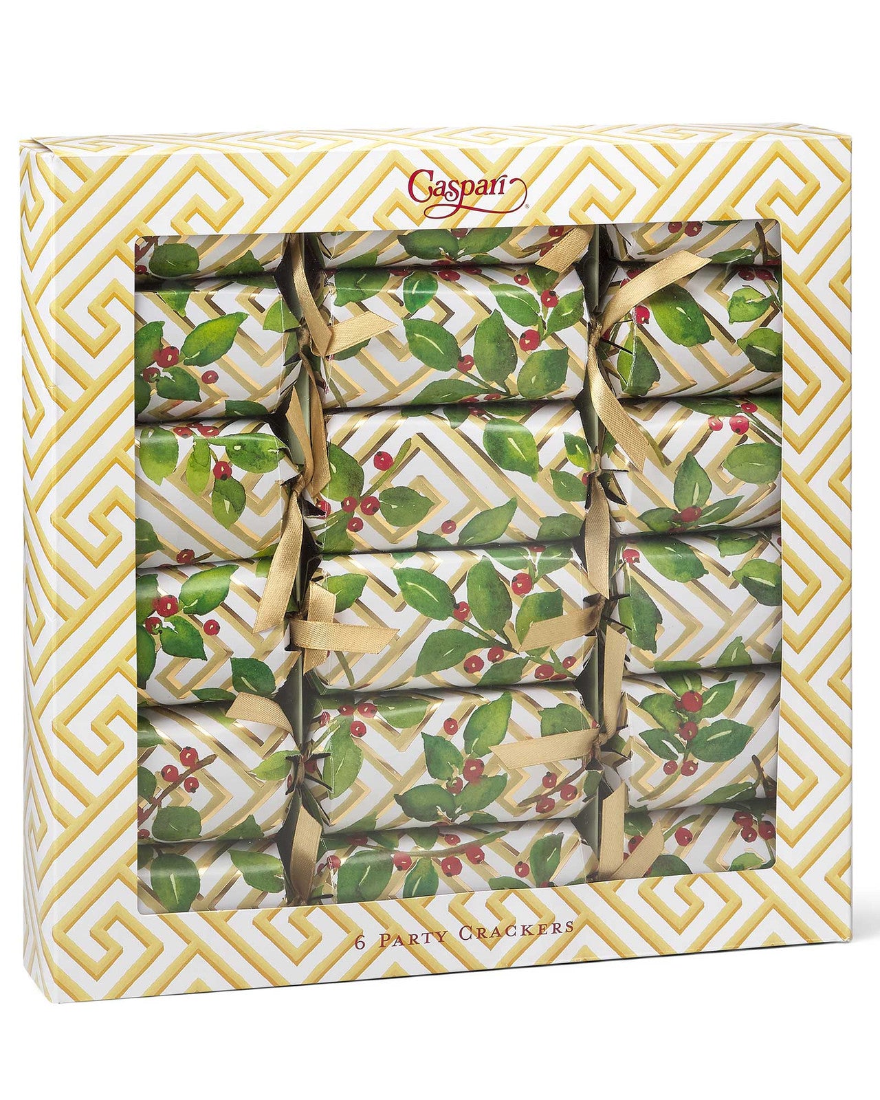 Caspari Holly And Fretwork Celebration Crackers