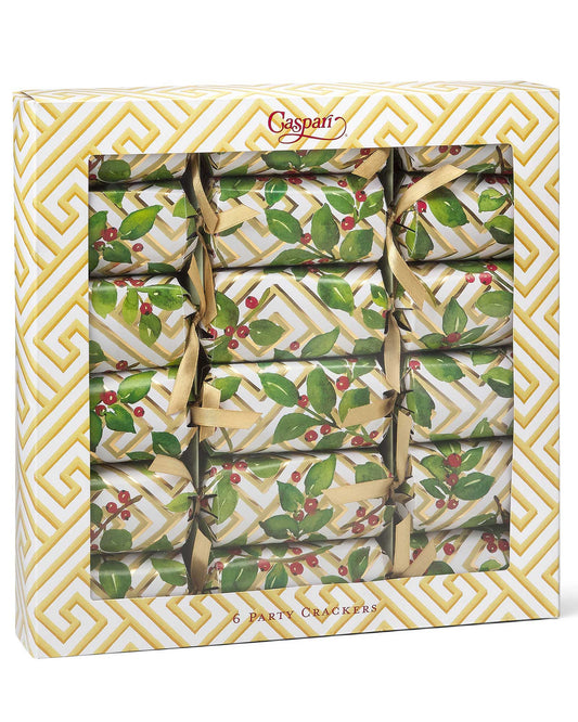 Caspari Holly And Fretwork Celebration Crackers
