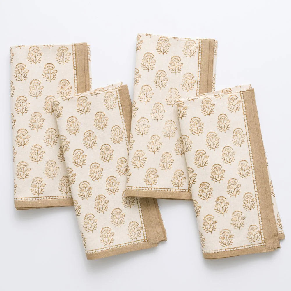 Pomegranate Anika Beige Napkins, Set of 4