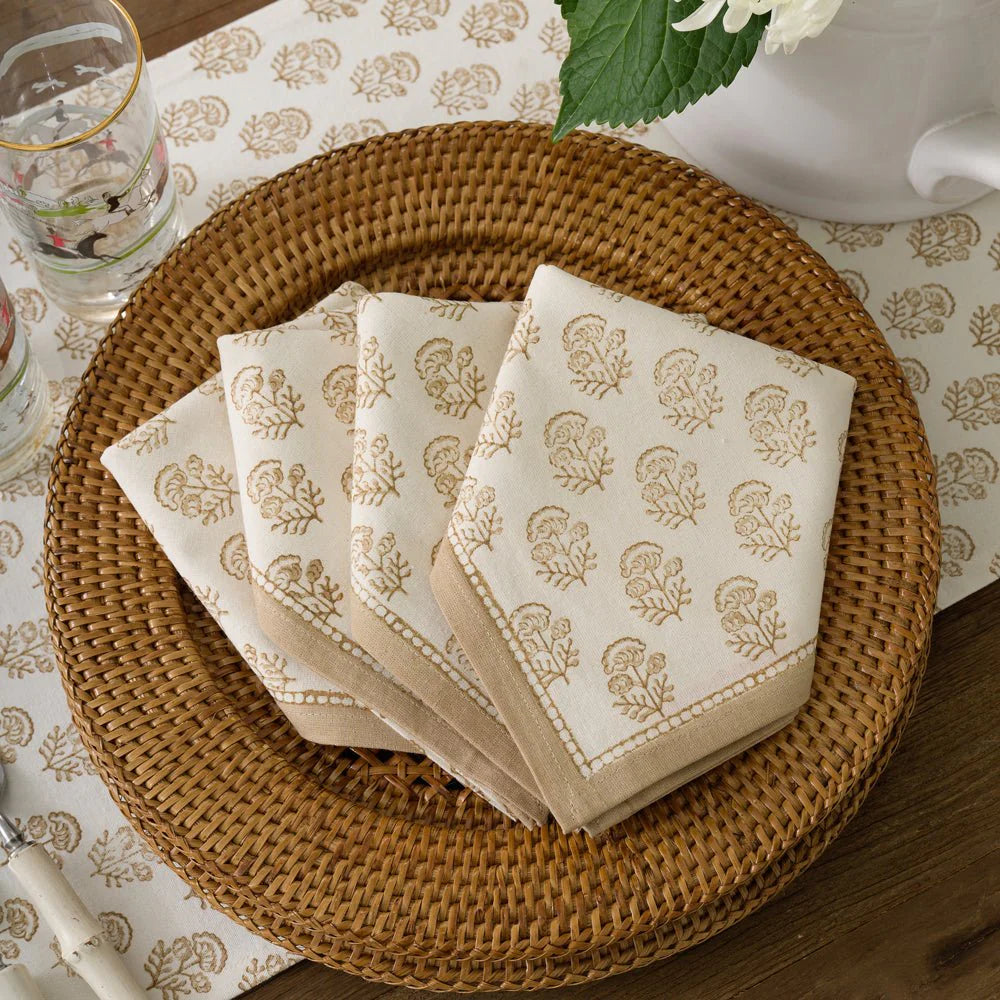 Pomegranate Anika Beige Napkins, Set of 4