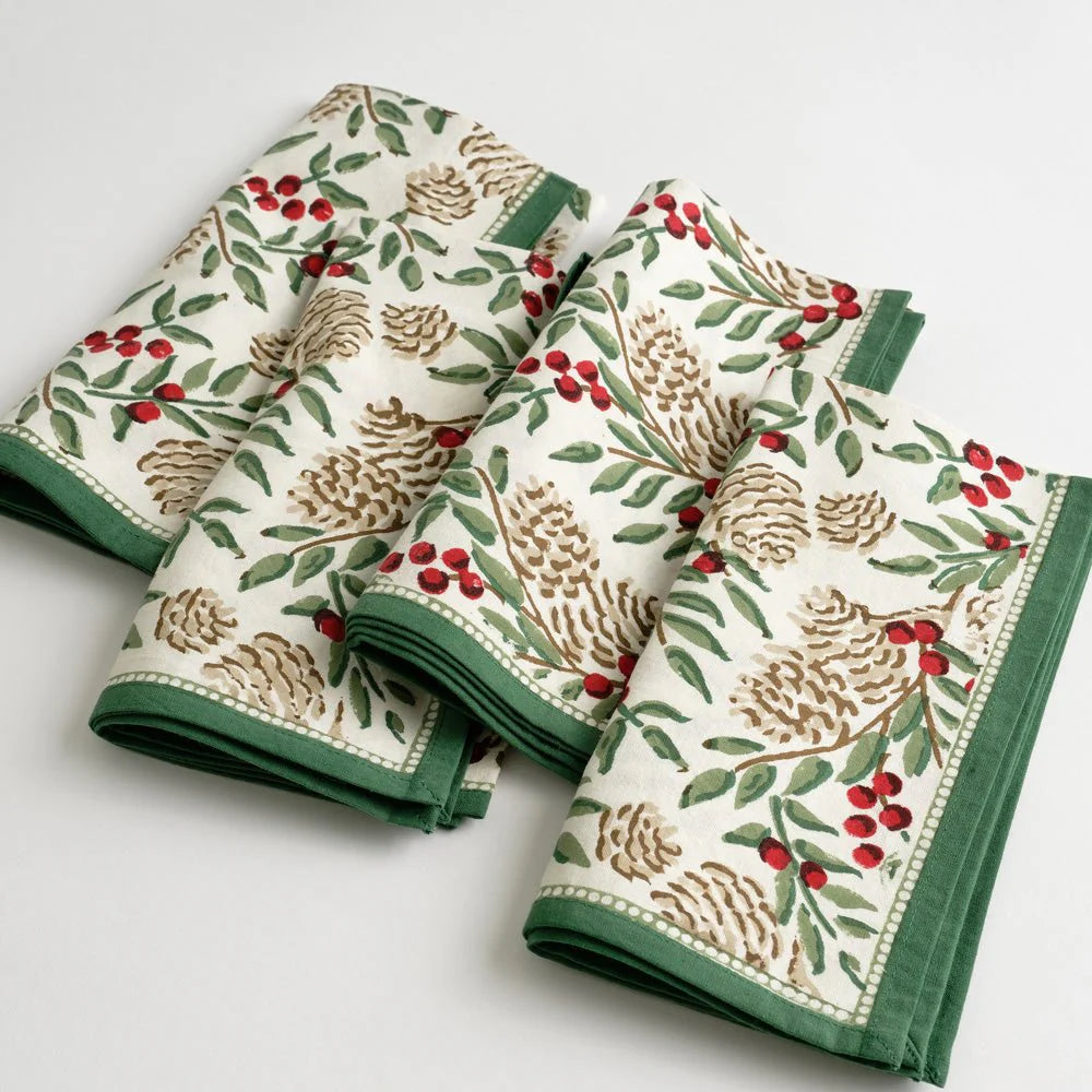 Pomegranate Christmas Garland Napkins, Set of 4