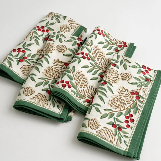 Pomegranate Christmas Garland Napkins, Set of 4