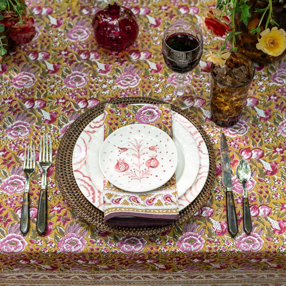 Pomegranate Garden Plum & Ochre Napkin, Set of 4