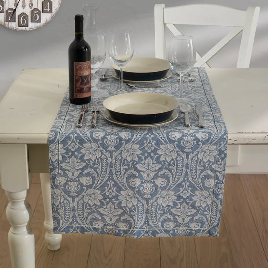 Busatti Donna di Coppe Woad Blue Table Runner