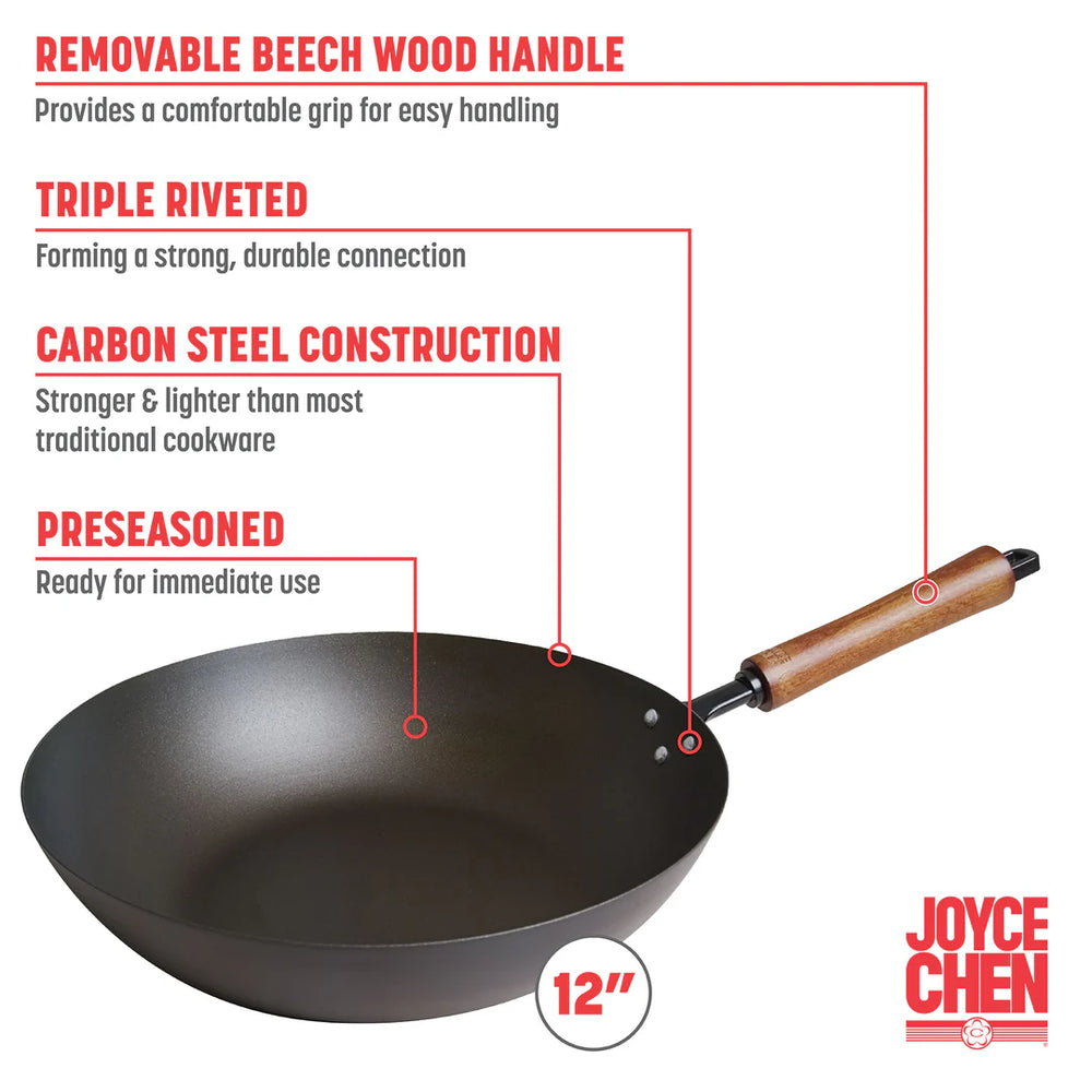 Joyce Chen Classic Series Carbon Steel Pre-Seasoned Stir Fry Pan