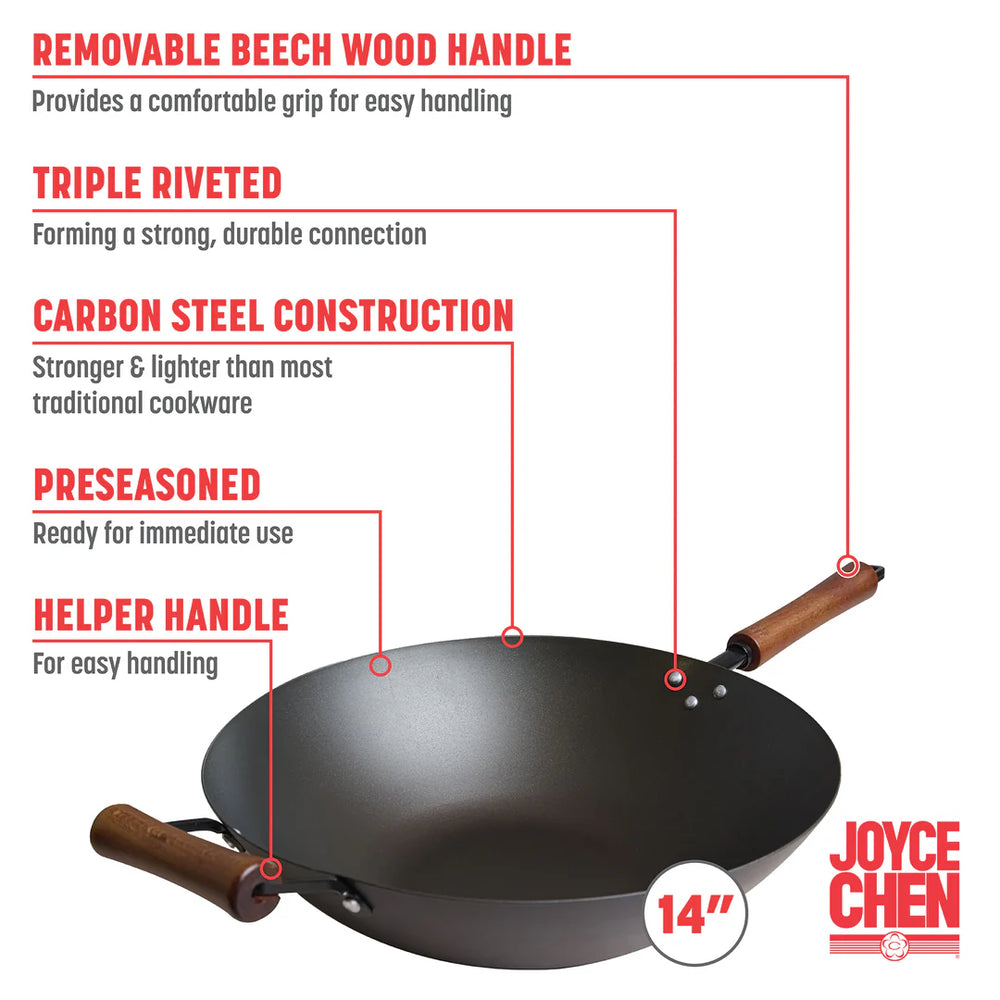 Joyce Chen Classic Series Carbon Steel Pre-Seasoned Stir Fry Pan