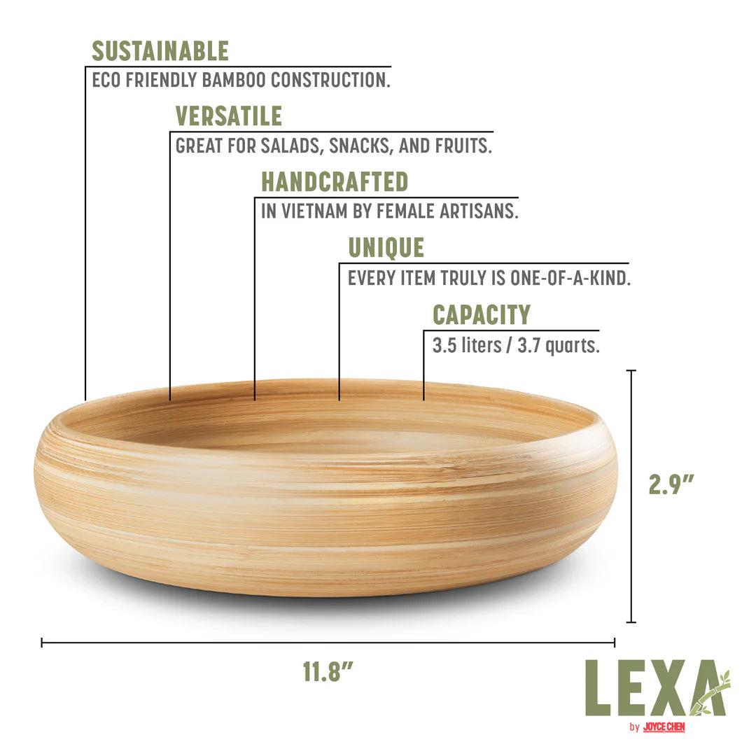 Lexa Bamboo Fruit Bowl, 12”