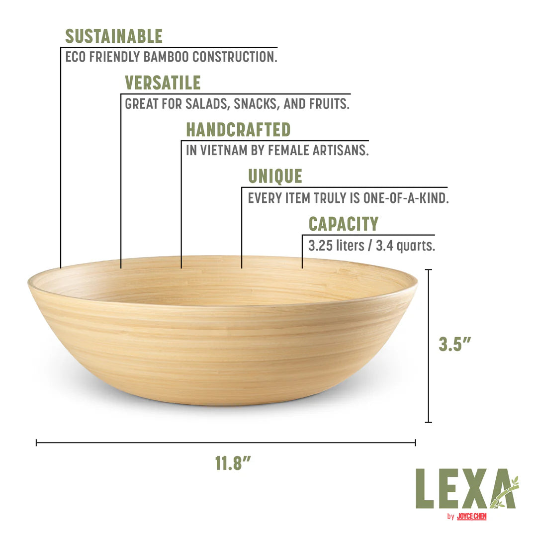 Lexa Bamboo Salad Bowl, 12”