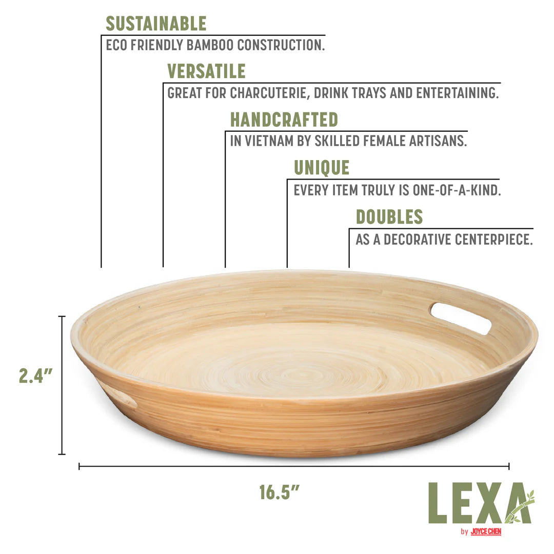 Lexa Bamboo Serving Tray with Handles, 16”