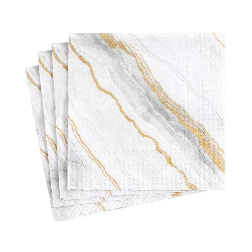Caspari Marble Grey Cocktail Napkins, Set of 20