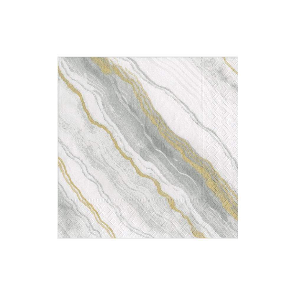 Caspari Marble Grey Cocktail Napkins, Set of 20