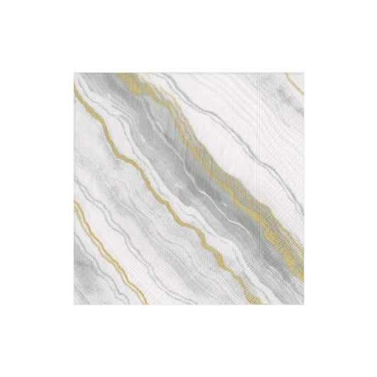 Caspari Marble Grey Cocktail Napkins, Set of 20