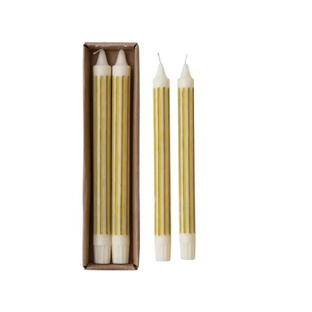 Vertical Stripe Taper Candle, Set of Two, 10”