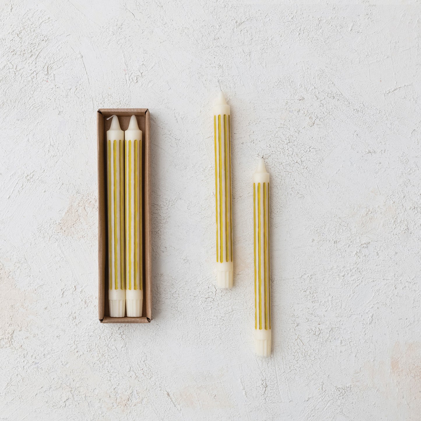 Vertical Stripe Taper Candle, Set of Two, 10”