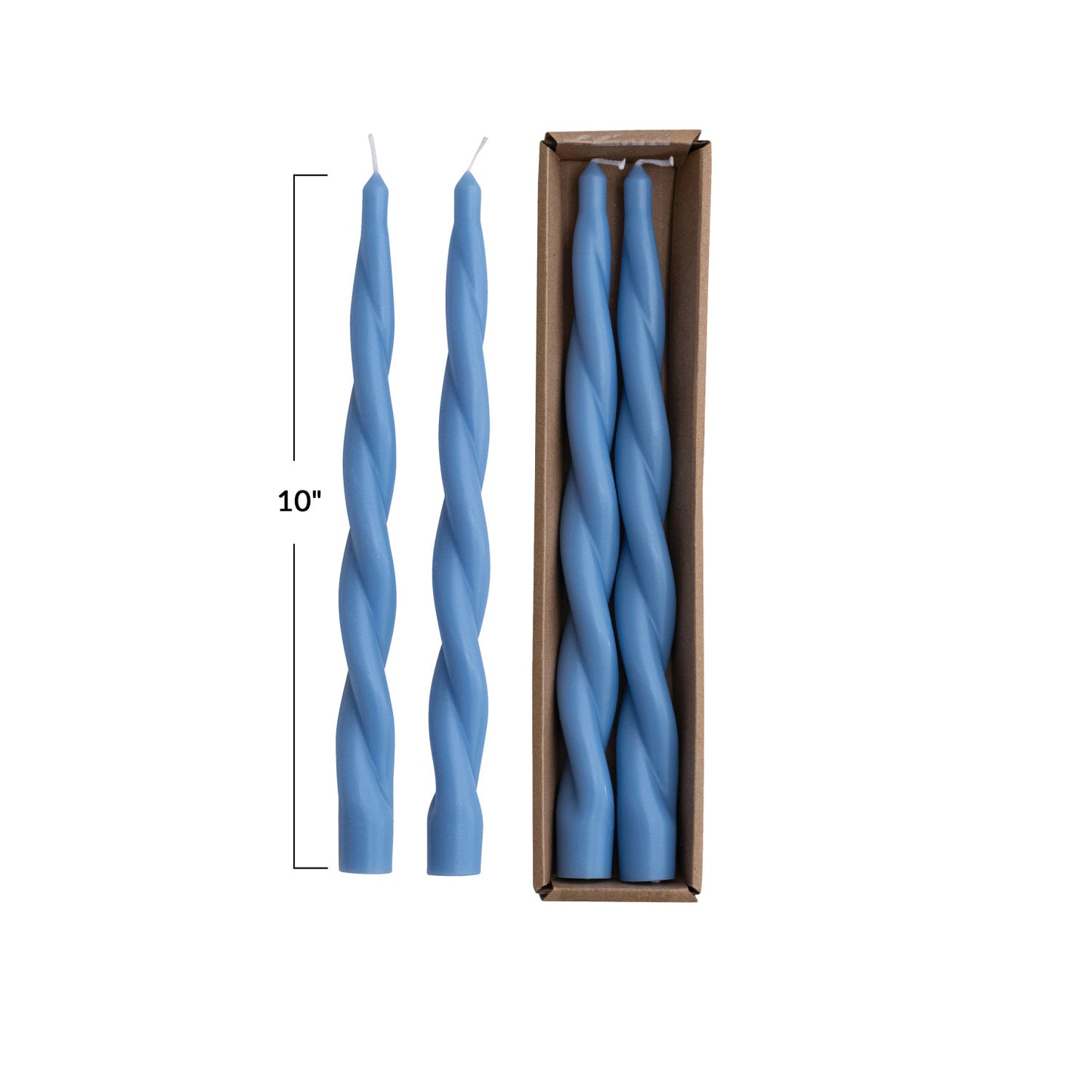 Twist Taper Blue Candle, Set of Two, 10”