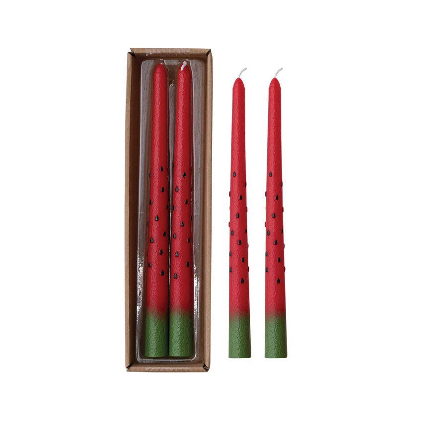 Watermelon Taper Candle, Set of Two, 10”