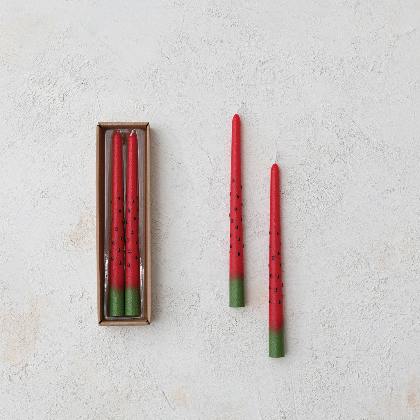 Watermelon Taper Candle, Set of Two, 10”