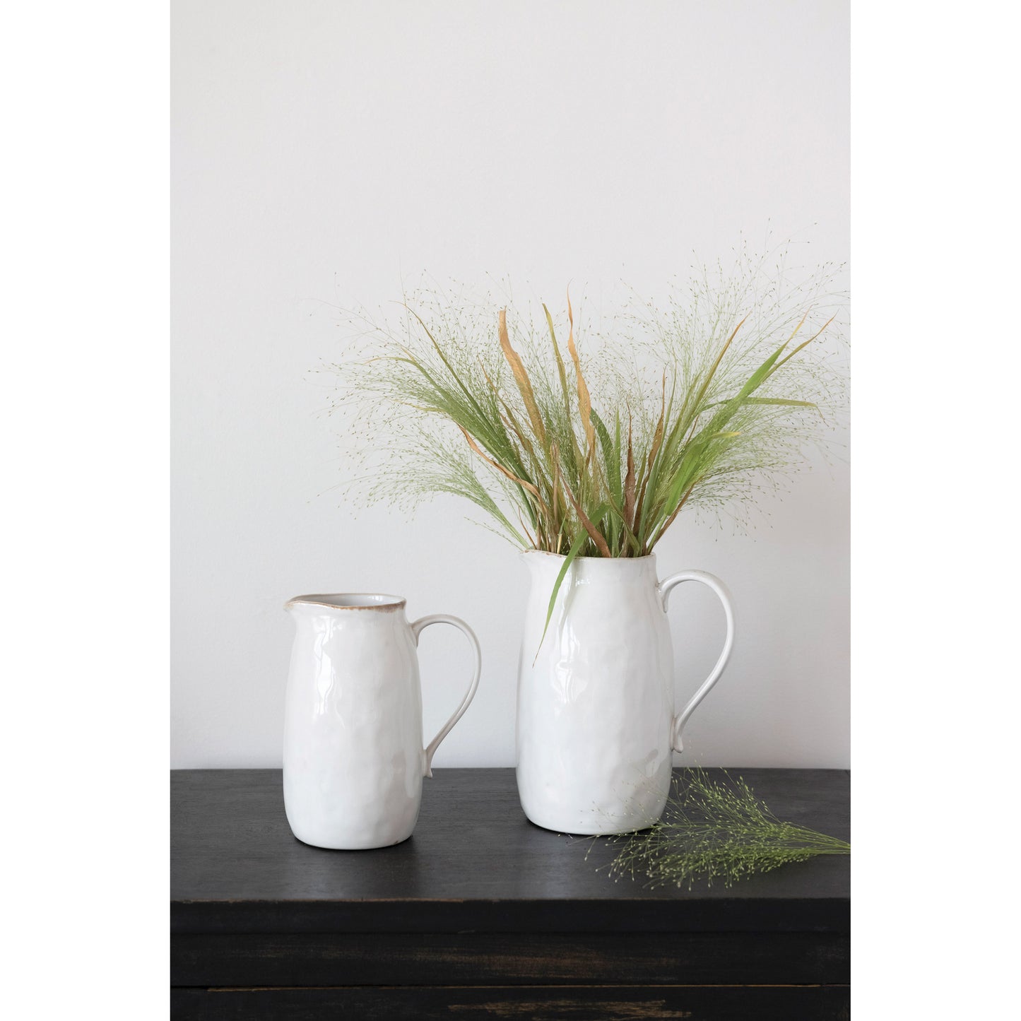 White Stoneware Pitcher, 96oz
