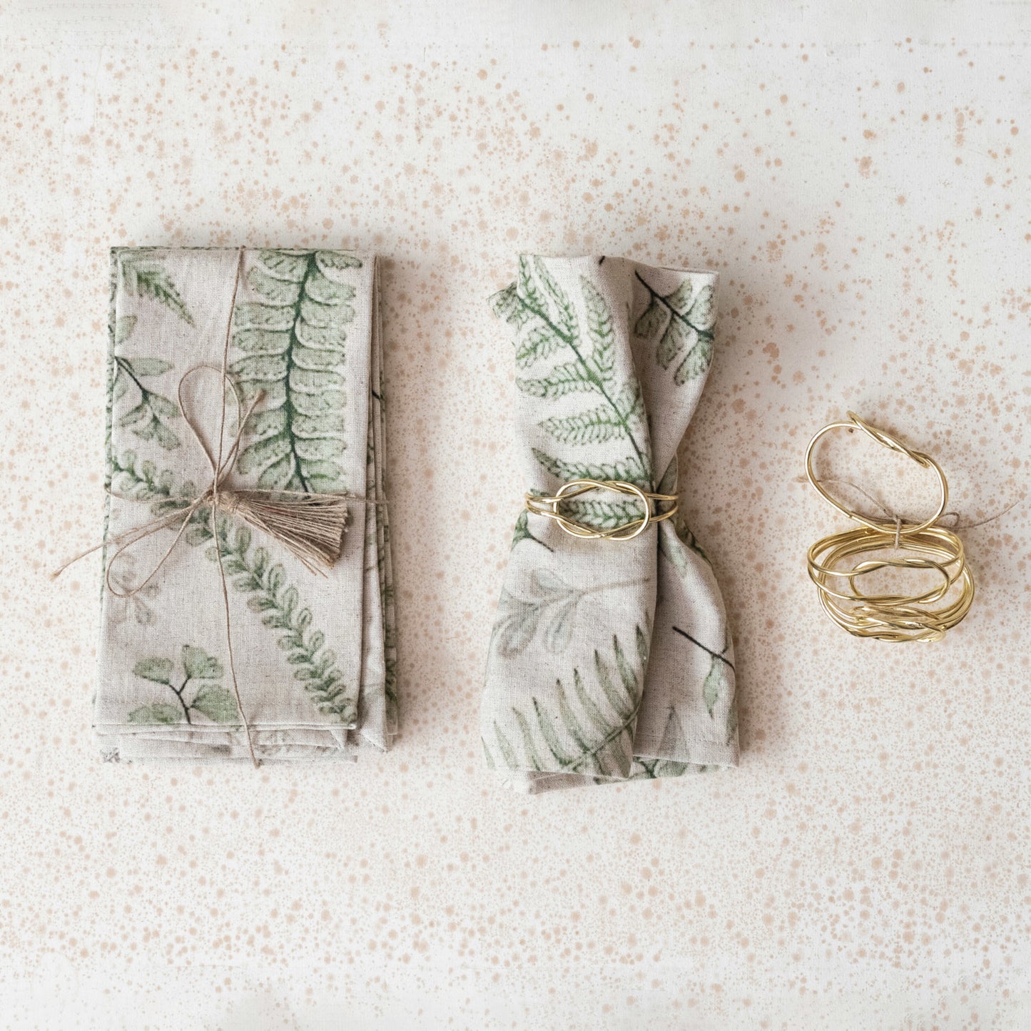 Cotton Blend Napkins with Botanical Print, Set of 4