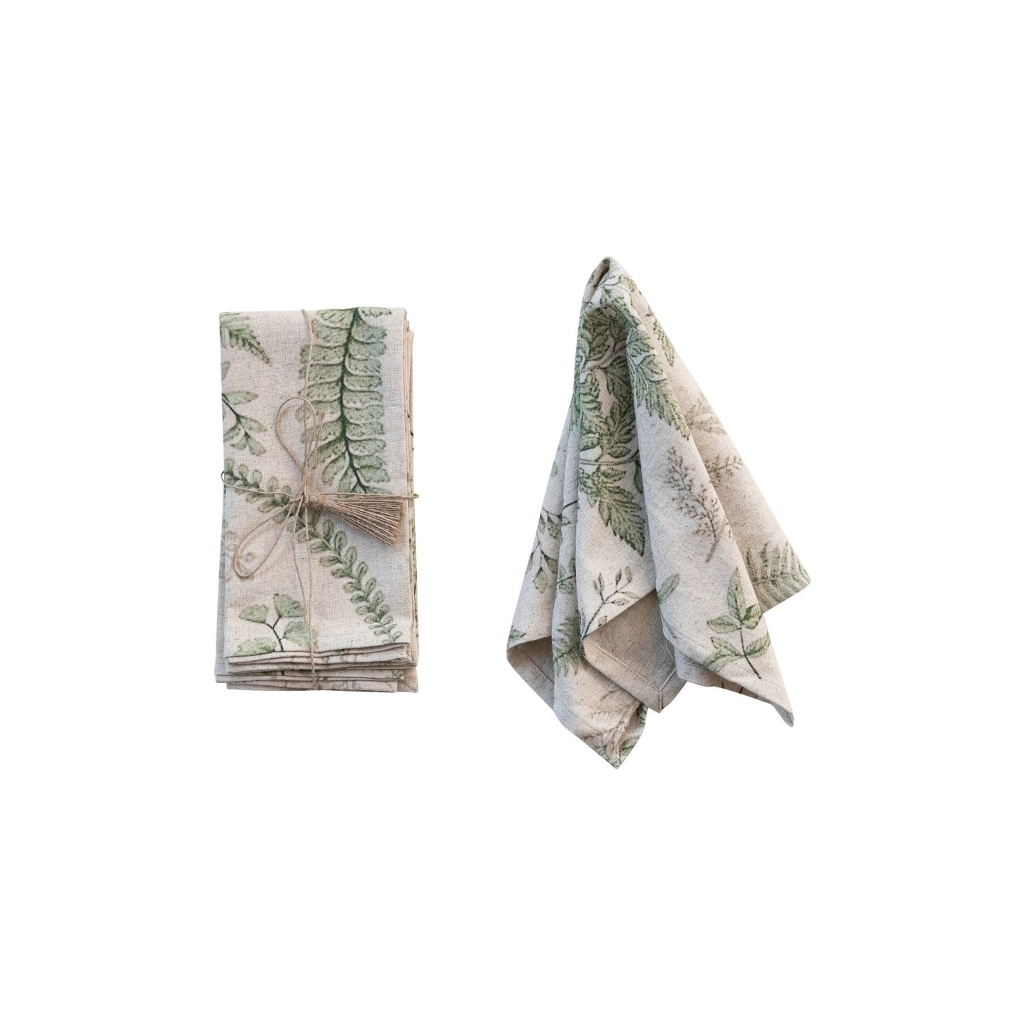 Cotton Blend Napkins with Botanical Print, Set of 4
