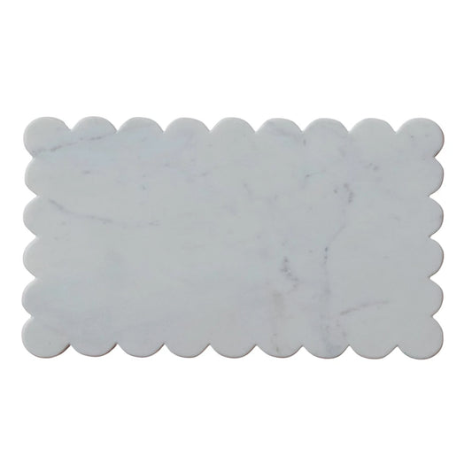 Marble Cheese/Cutting Board with Scalloped Edge, White