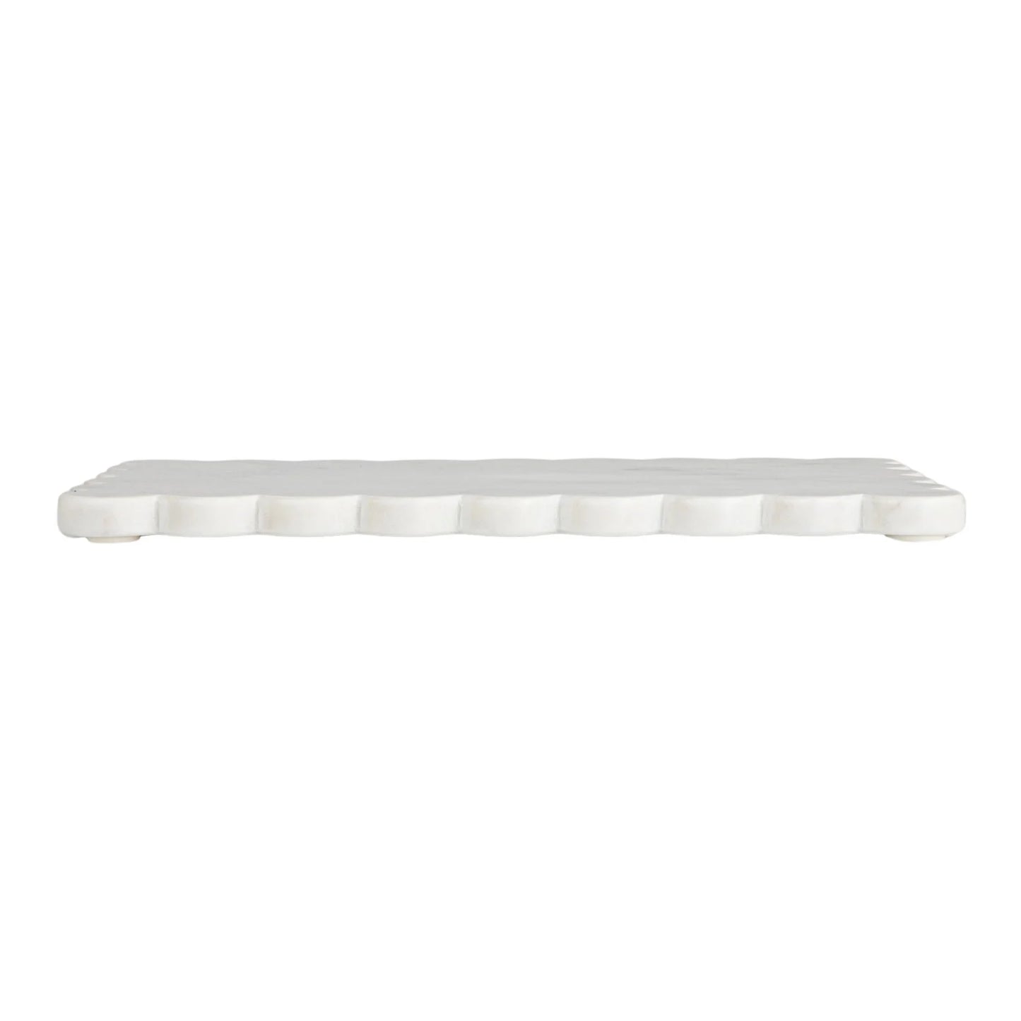 Marble Cheese/Cutting Board with Scalloped Edge, White