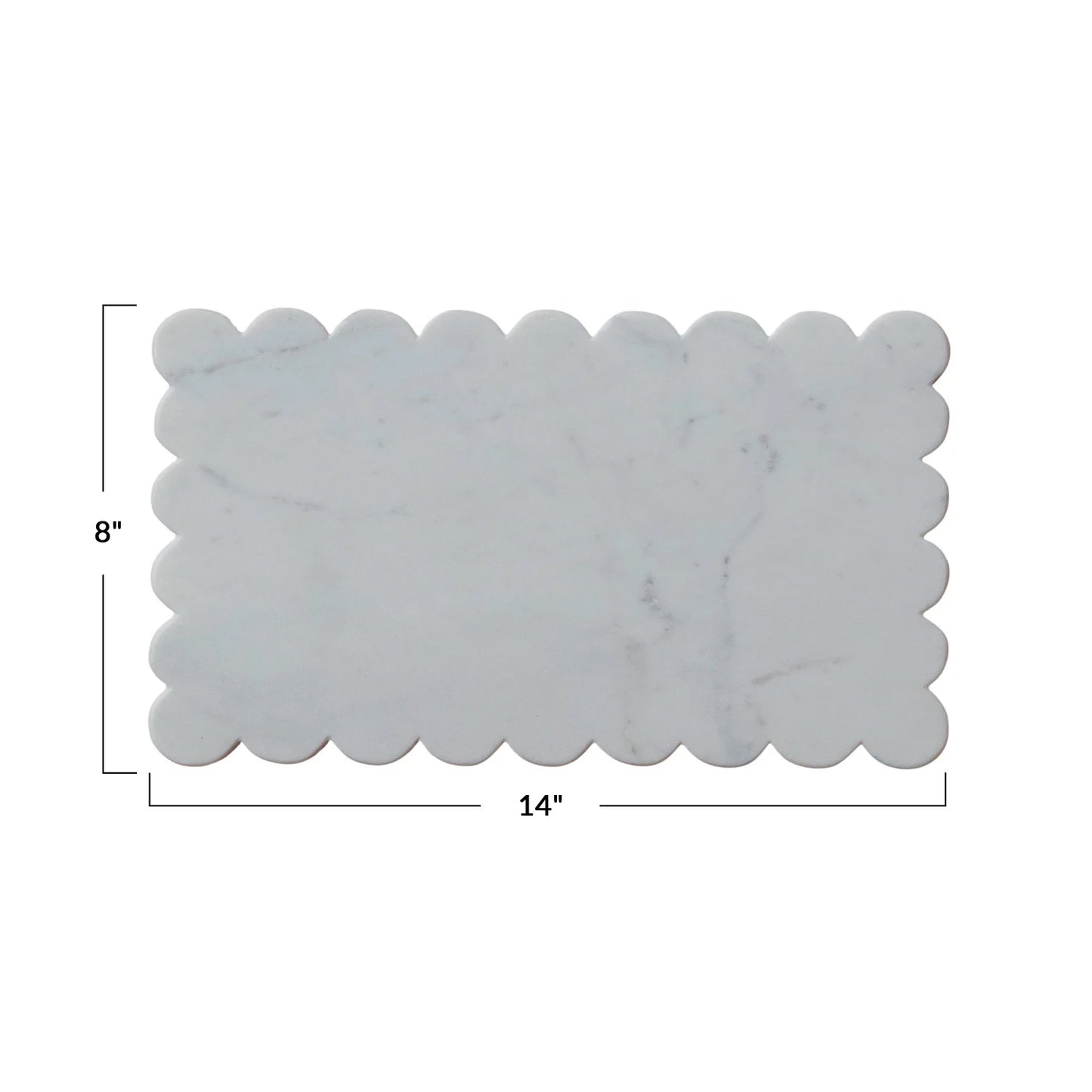 Marble Cheese/Cutting Board with Scalloped Edge, White